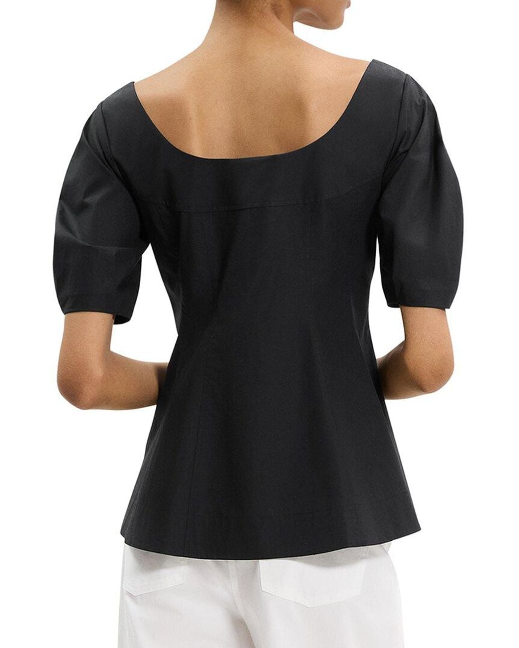 Theory Black Puff Sleeve Blouse