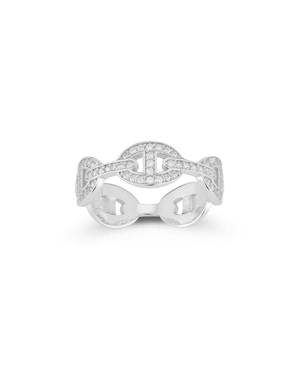 Chloe and Madison White Silver Cz Mariner Link Ring