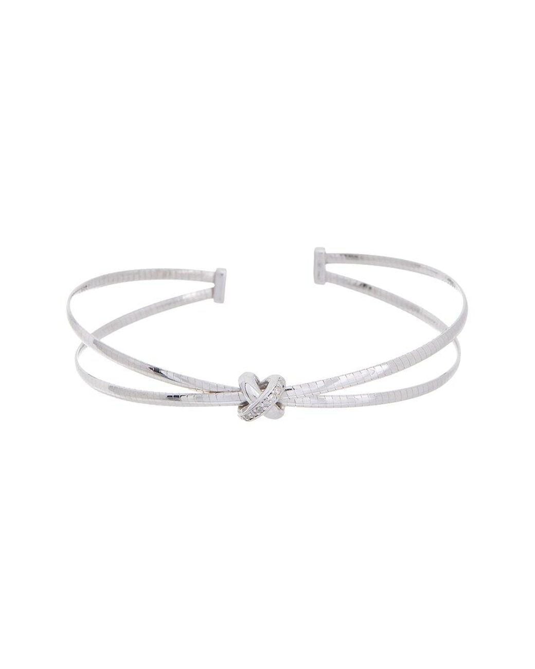 Meshmerise White 18K Plated 0.05 Ct. Tw. Diamond Mesh Bangle