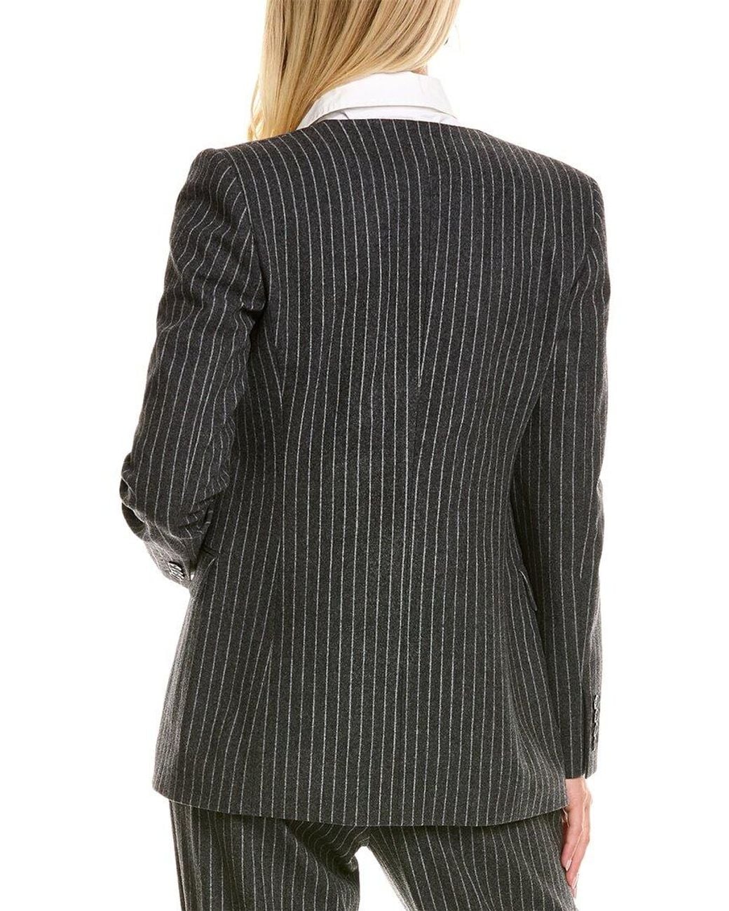 Michael Kors Black Pinstripe Wool-Blend Blazer