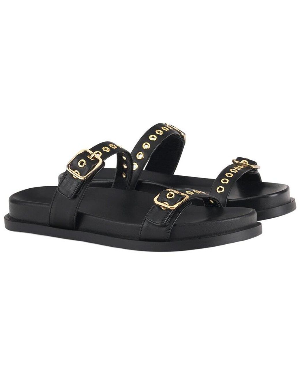 Agl Attilio Giusti Leombruni Black Cristina Ring Leather Slides