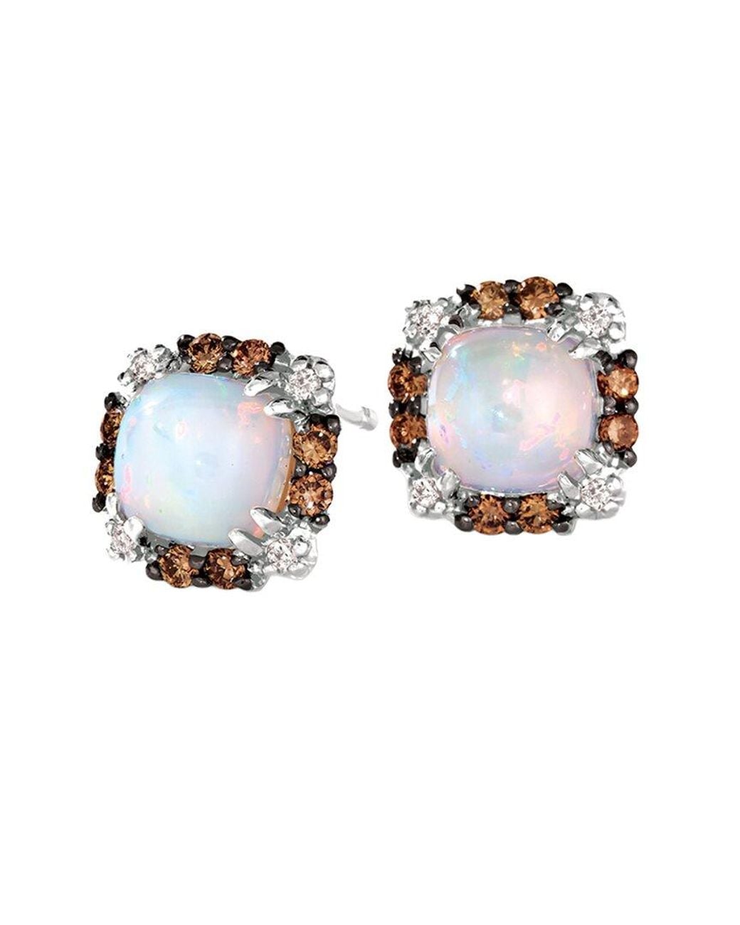 Le Vian White 14K 0.84 Ct. Tw. Diamond & Opal Stud Earrings