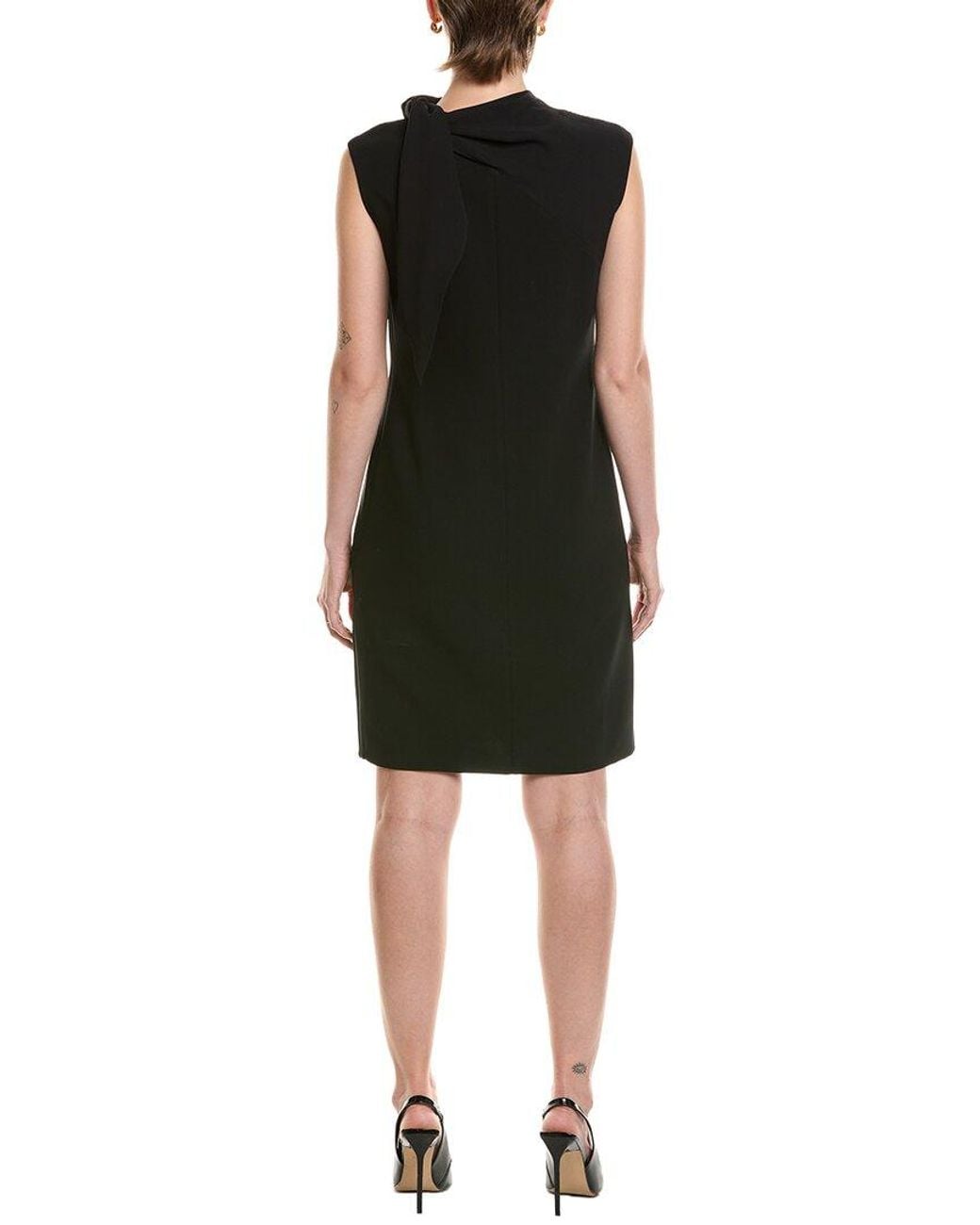 Lafayette 148 New York Black Tie Neck Sheath Dress