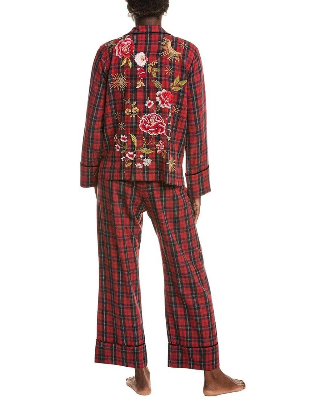 Johnny Was Red 2Pc Zariah Long Pajama Set
