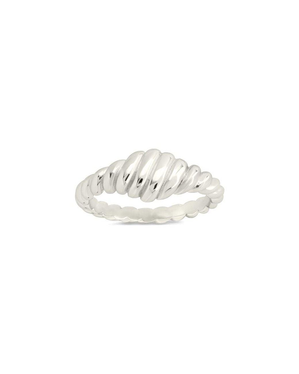 Sterling Forever White Paula Ribbed Ring