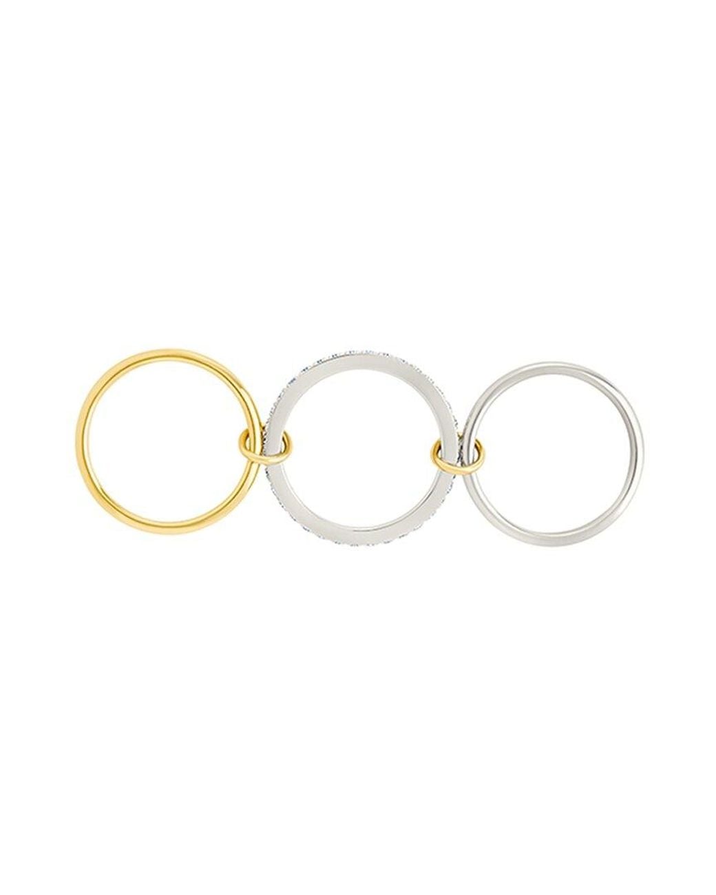 Sterling Forever White Cz Edda Statement Linked Stacking Ring Set
