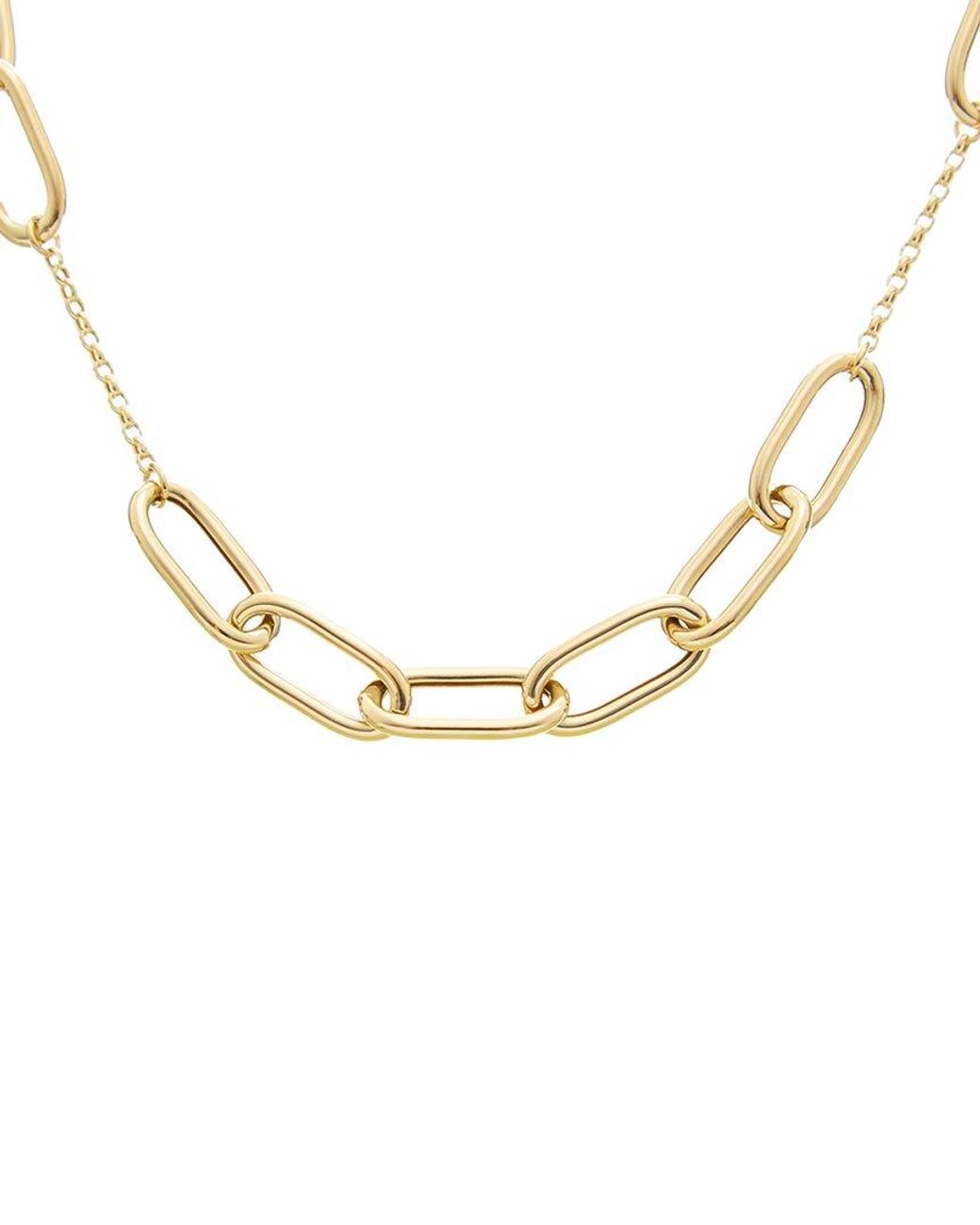 Italian Gold Metallic 14K Oval Link Station Necklace