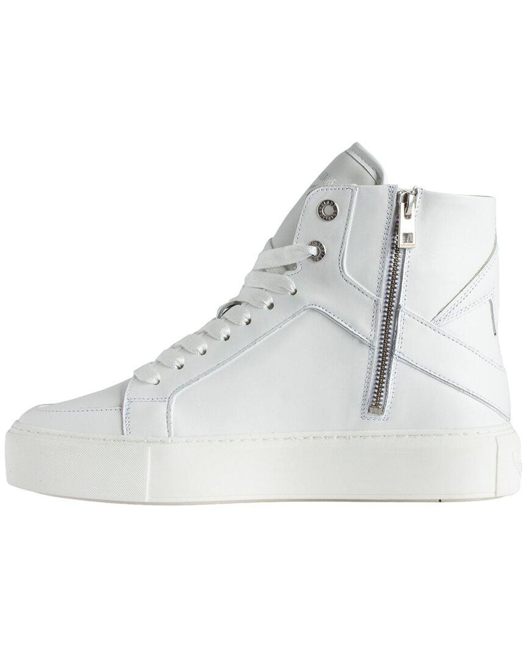 Zadig & Voltaire White High Flash Chunky Smooth Leather Sneaker