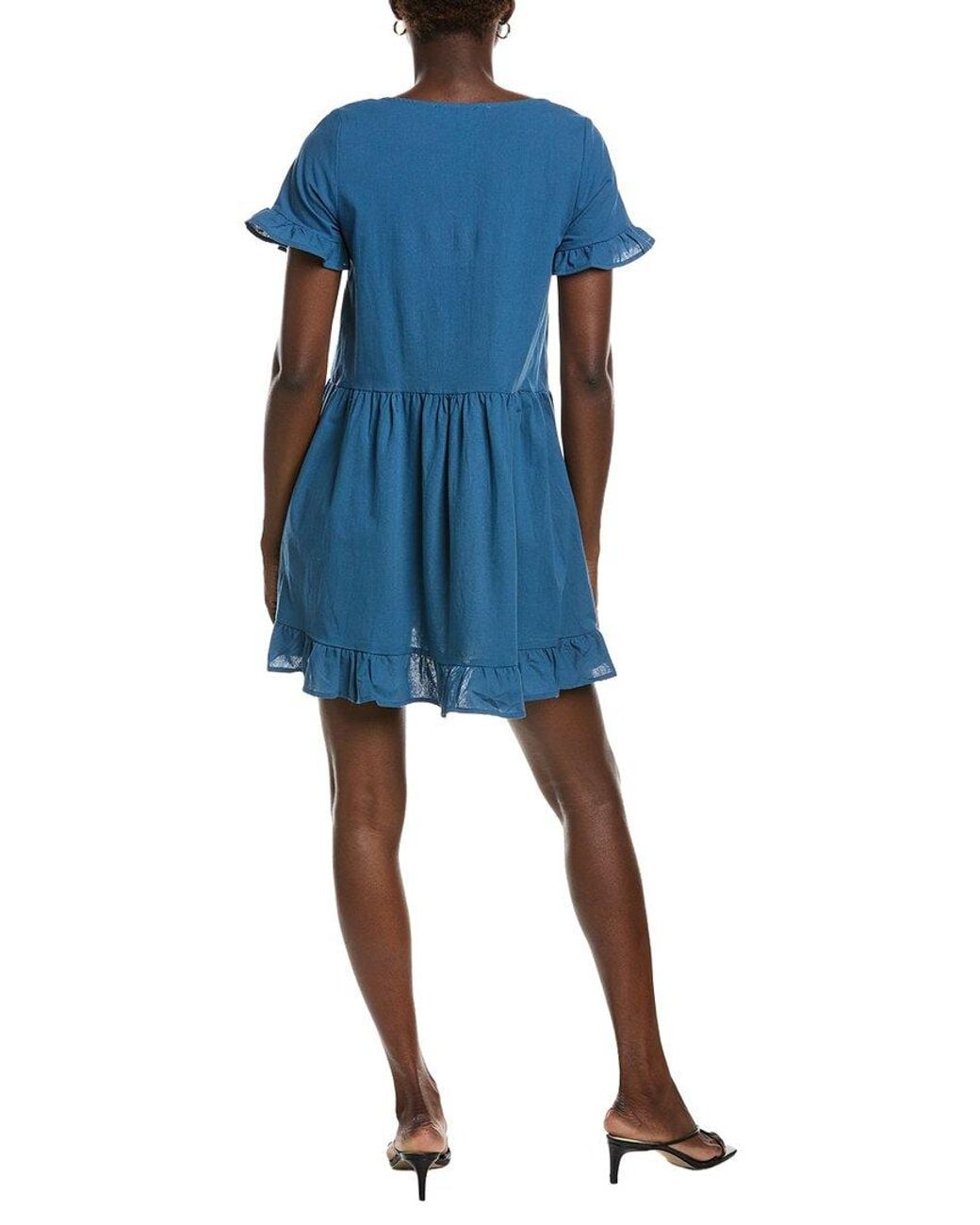Marion Blue Ruffle Sleeve Dress