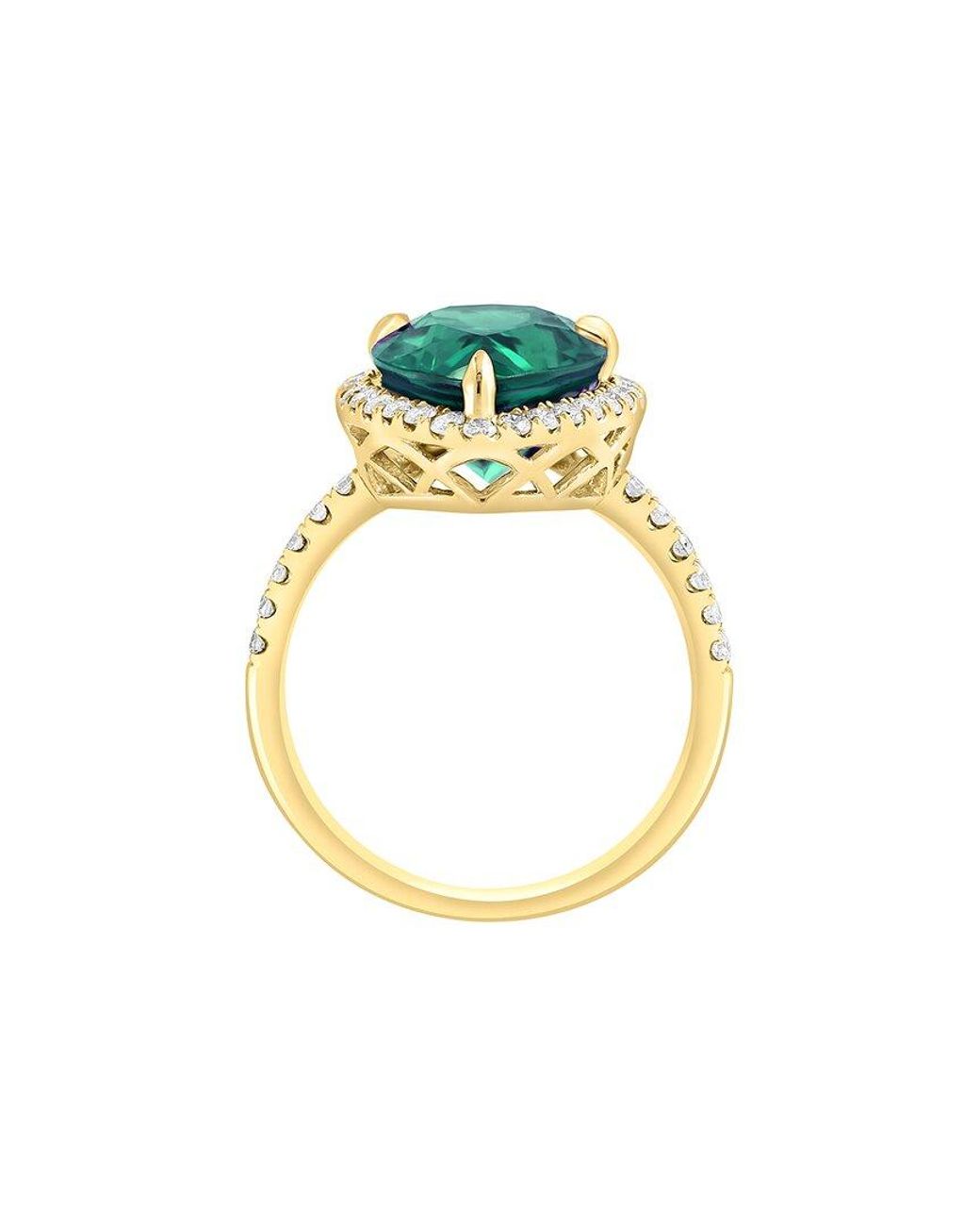 Effy Fine Jewelry Green 14K 6.48 Ct. Tw. Lab-Grown Diamond & Lab-Grown Emerald Ring