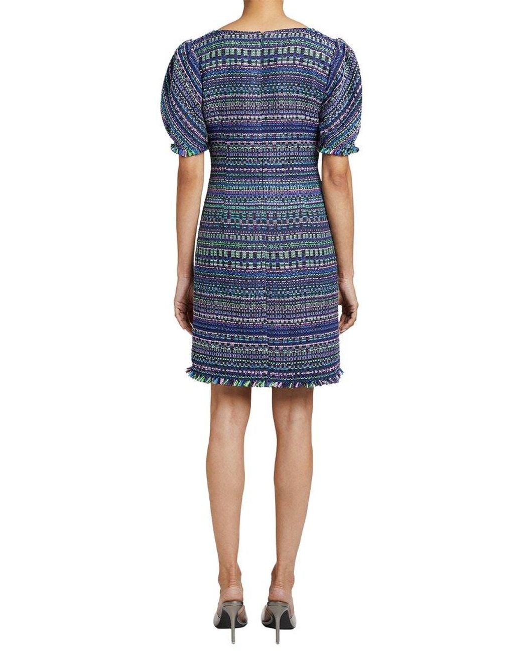 Santorelli Blue Wool-Blend Bianca Shift Dress