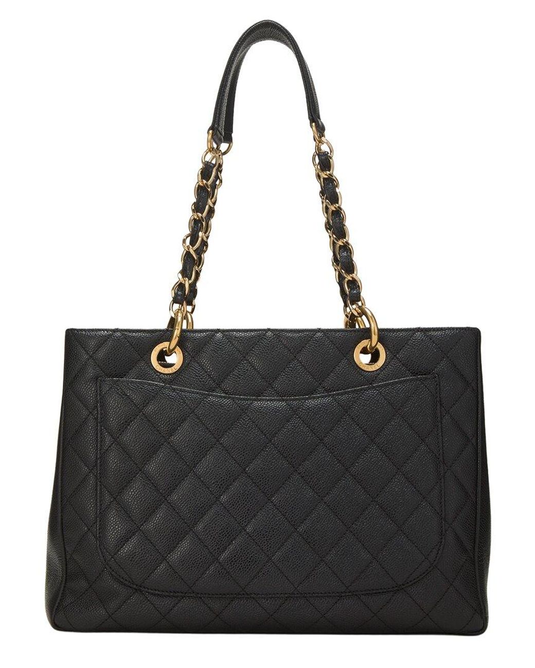 Chanel Black Quilted Caviar Leather Grand Shopping Tote (Gst) (Authentic Pre-Loved)