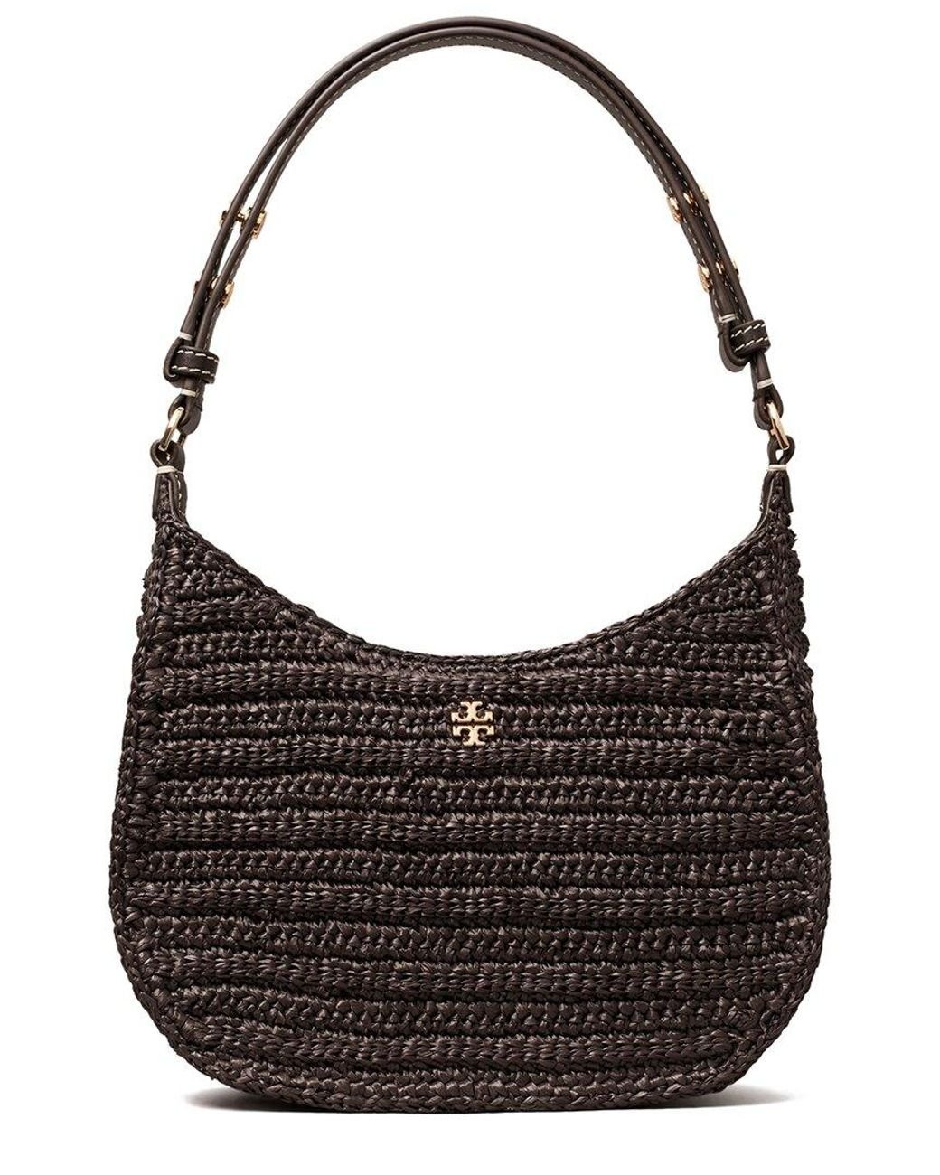 ショルダーバッグ・ポシェット Tory Burch Emerson Raffia Flap Adjustable ShoulderBag 165988 Tory Burch Emerson Raffia Shoulder Bag in Black | Lyst