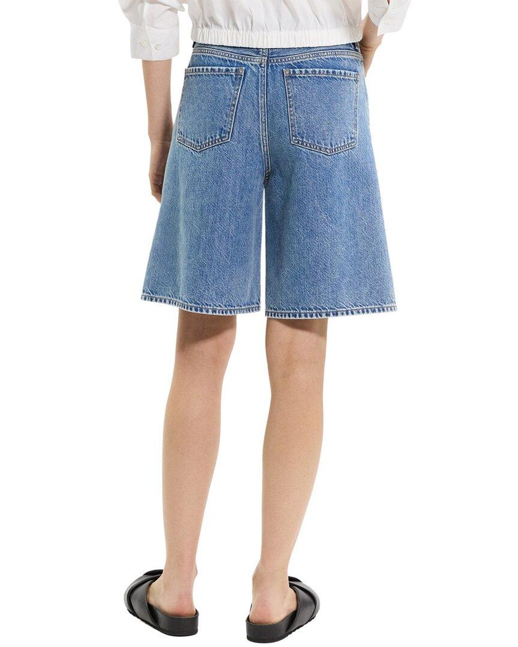 Theory Blue High Waist Relaxed Short