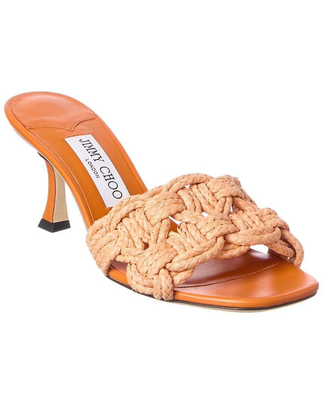 Jimmy Choo Orange Chara 70 Raffia Sandal