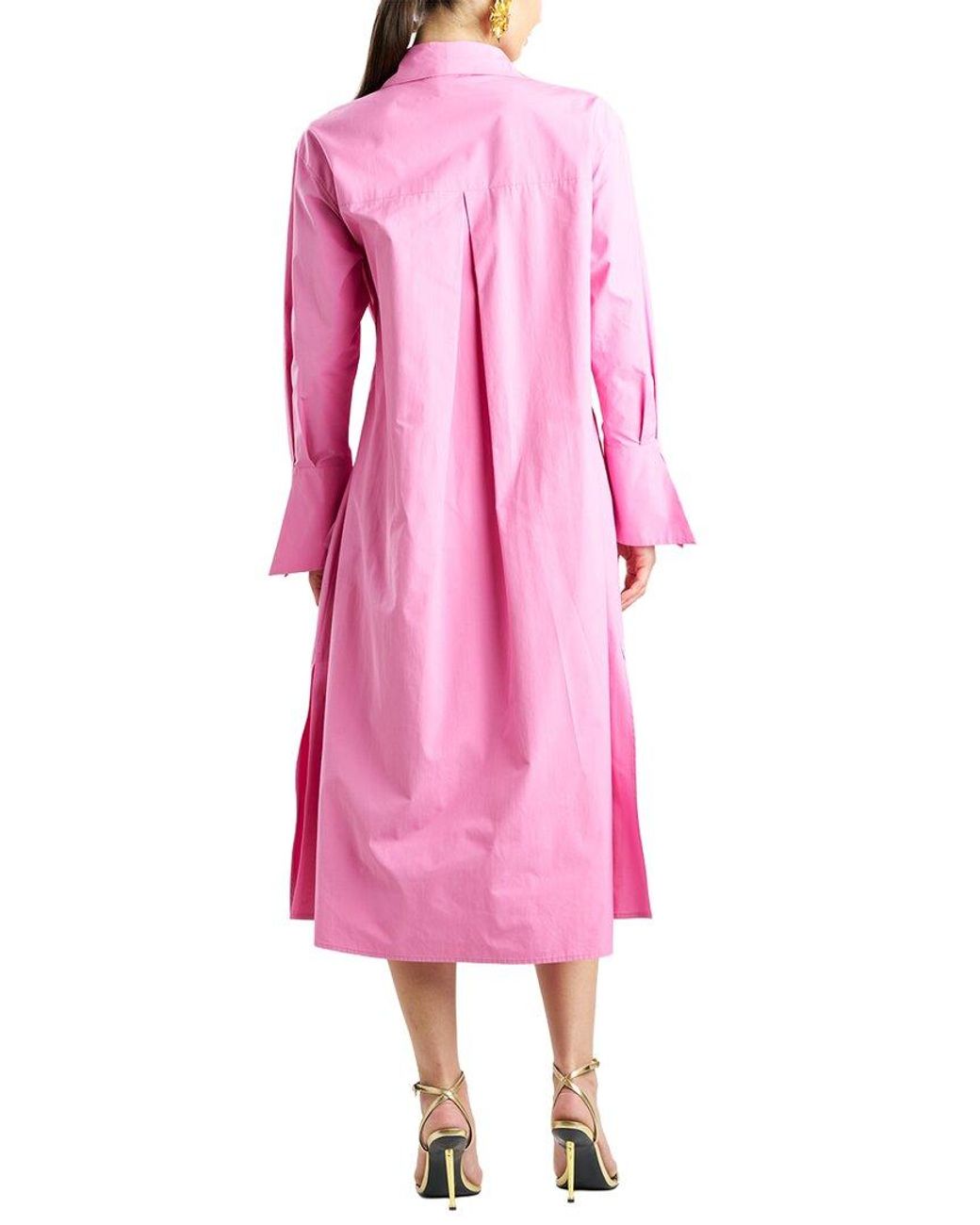 Natori Pink Tech Taffeta Tunnel Belted Trapeze Dress