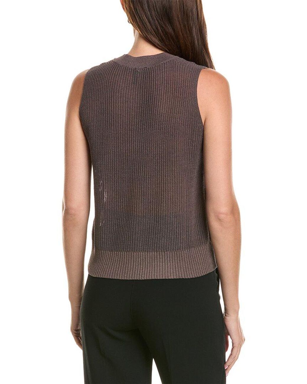 Eileen Fisher Blue Silk-Blend Vest