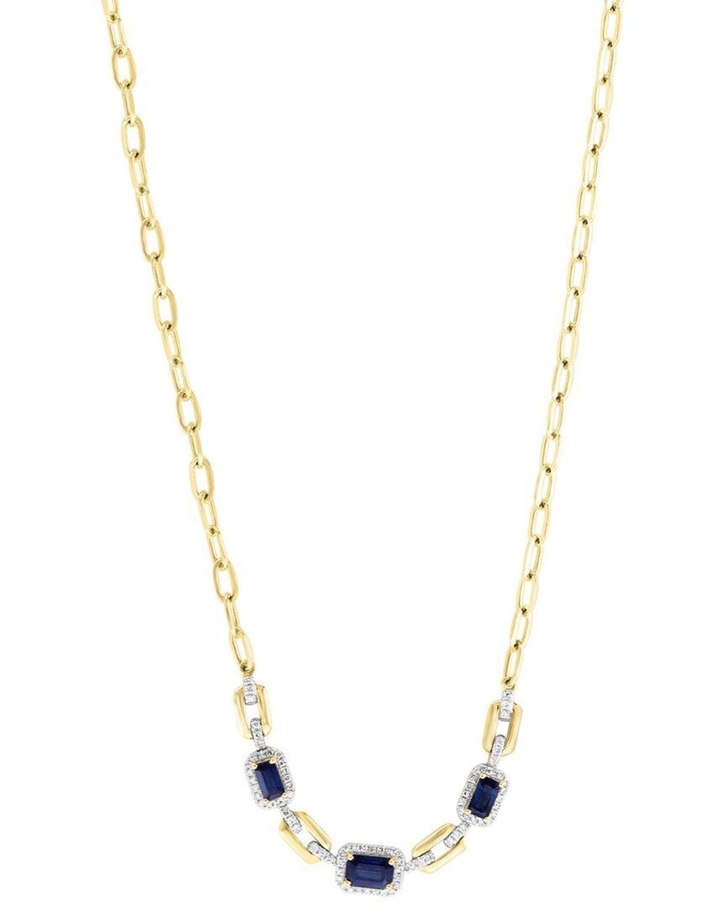 Effy Fine Jewelry Metallic 14K 1.78 Ct. Tw. Diamond & Sapphire Necklace