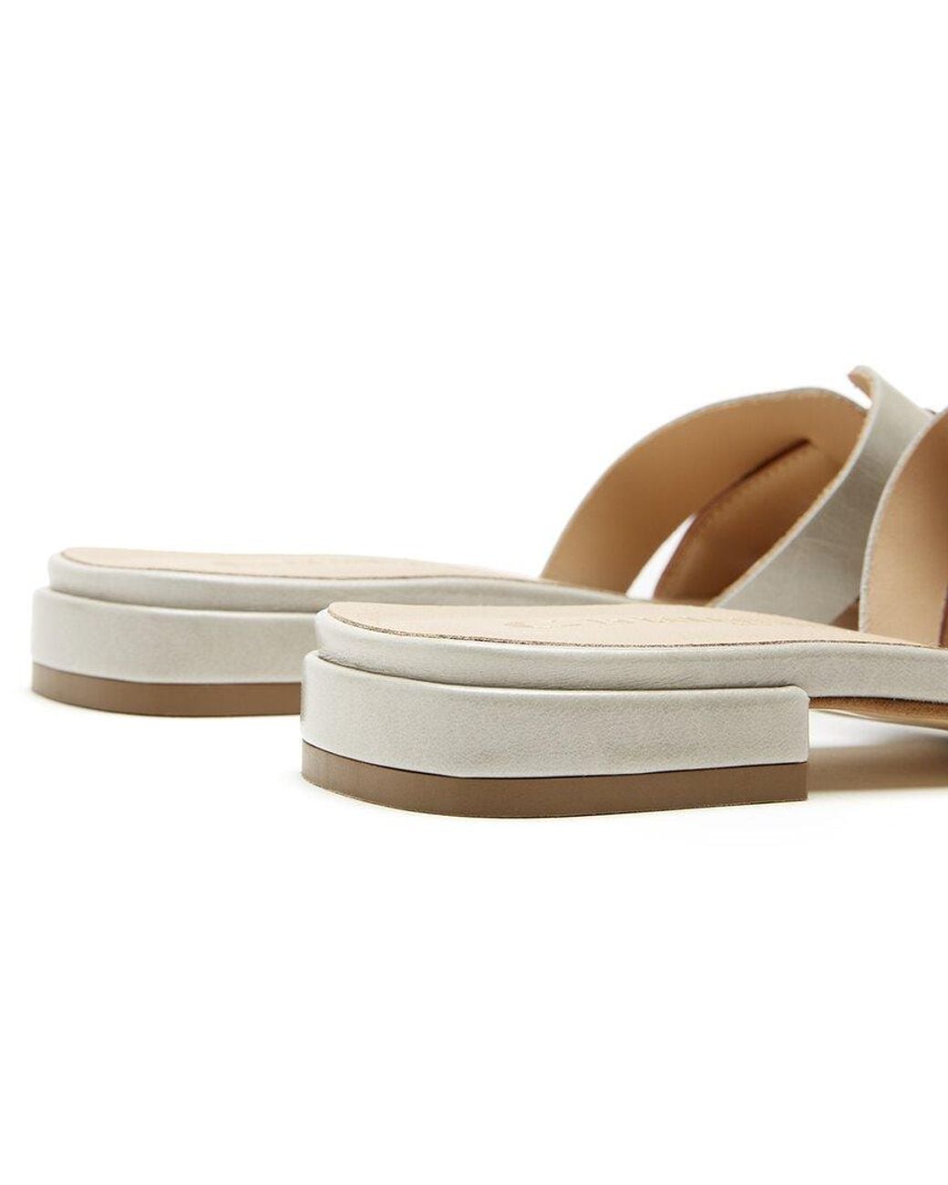 La Canadienne White Flore Leather Sandal
