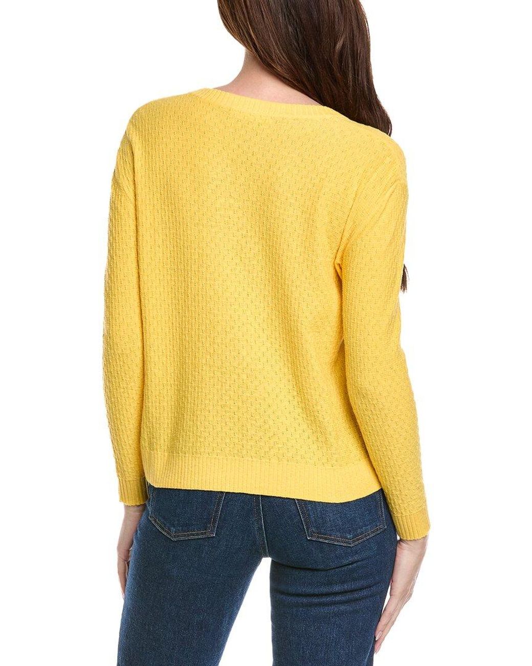 Hannah Rose Yellow Savannah Texture Linen-Blend Sweater