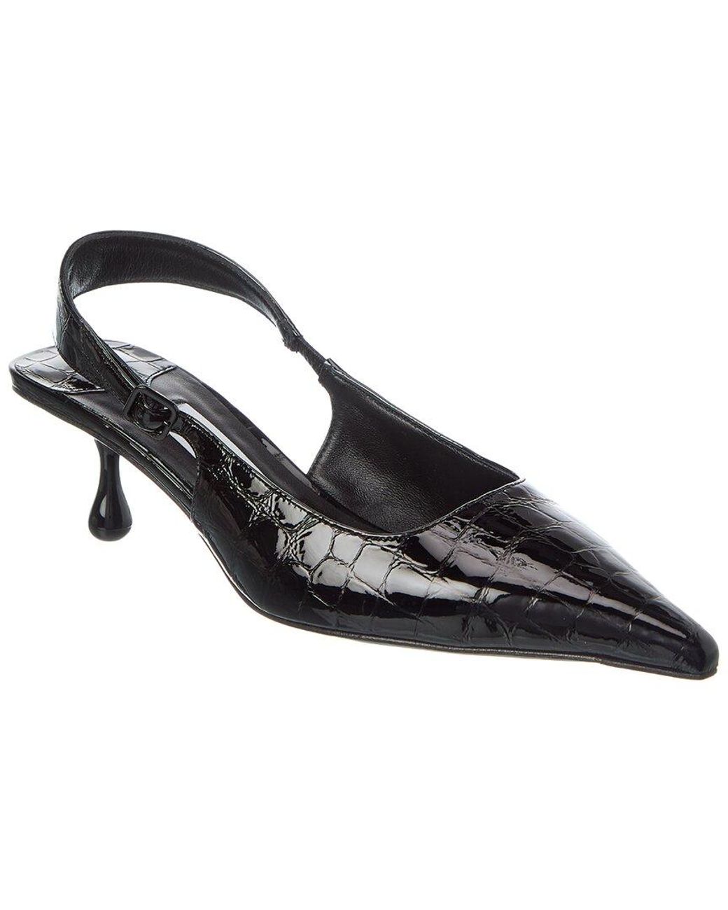 Jimmy Choo Black Amel 50 Croc-Embossed Leather Slingback Pump
