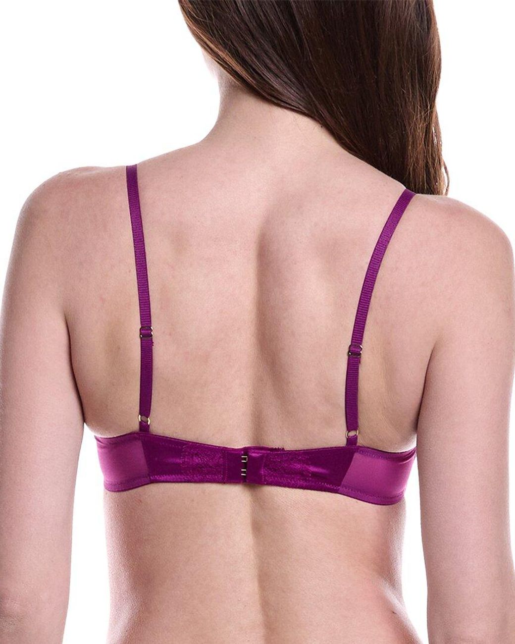 Kiki de Montparnasse Purple Lace Inset Silk-Blend Balconette Bra