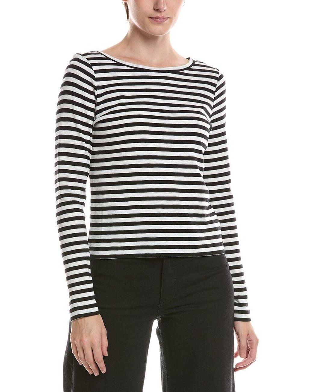 NIC+ZOE Gray Stripe Cape Rib Modern Boat T-Shirt