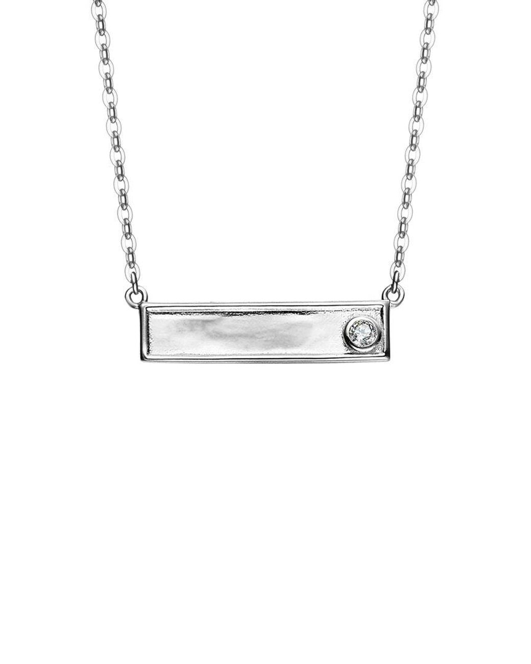 Rachel Glauber White Rhodium Plated Cz Bar Necklace