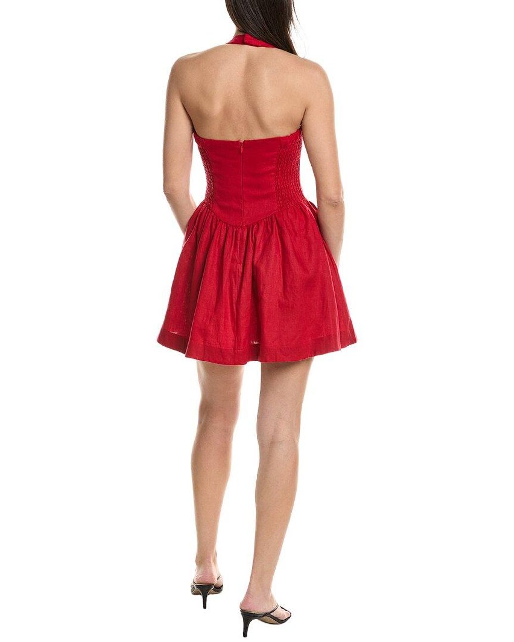 O.P.T Red O.P.T Piper Linen Dress