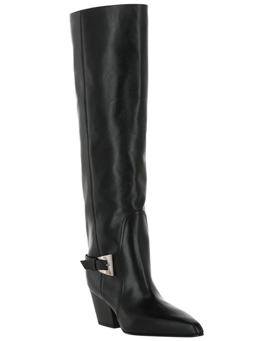 Paris Texas Black Jane Leather Knee-High Boot
