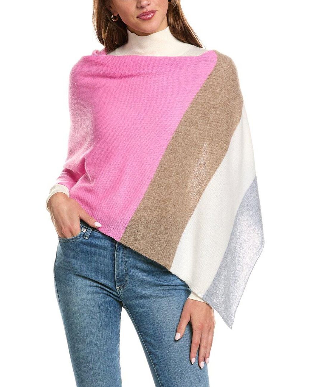 Portolano Pink Cowl Neck Cashmere Poncho