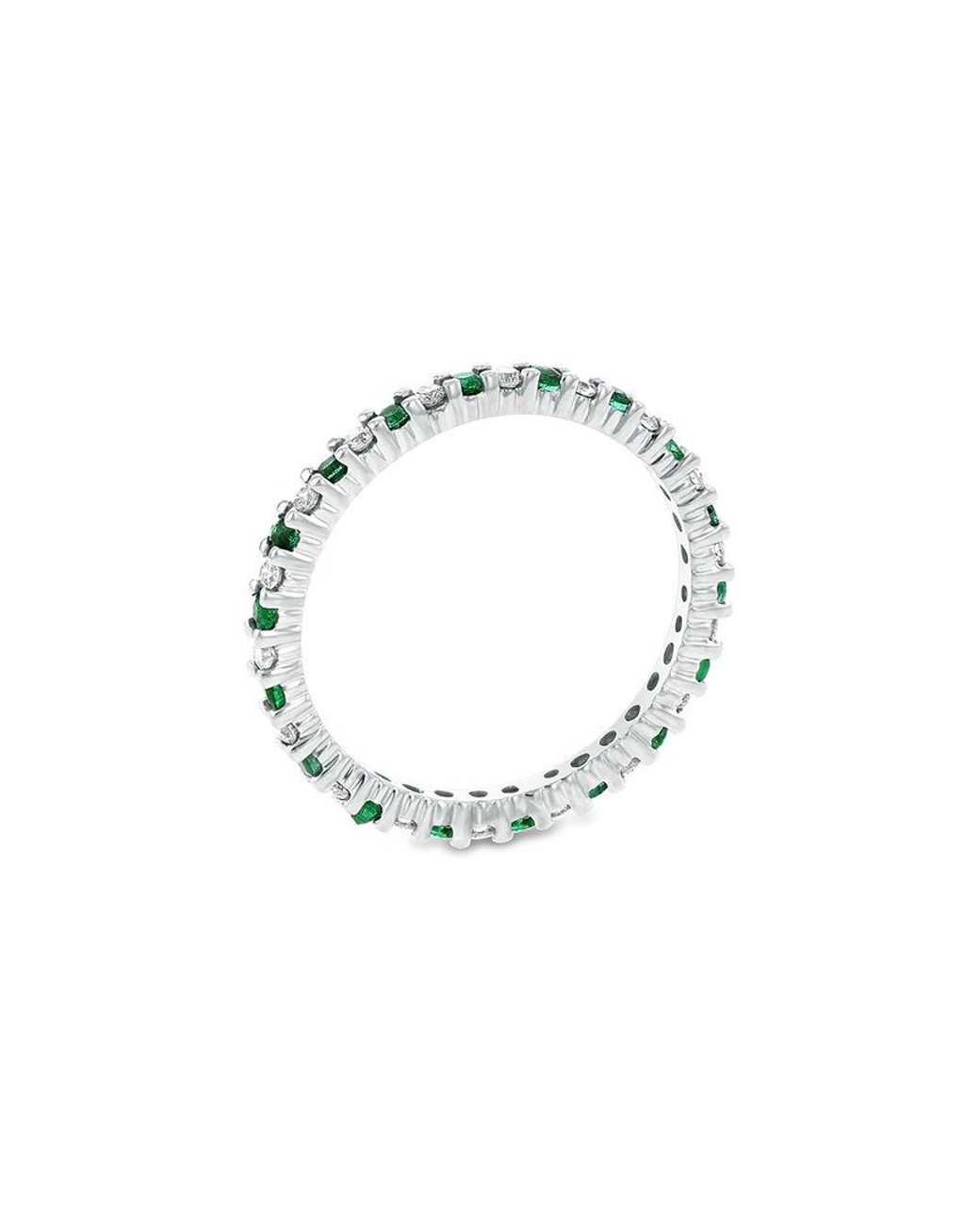 LEVARON White 14K 0.55 Ct. Tw. Diamond & Emerald Stackable Ring
