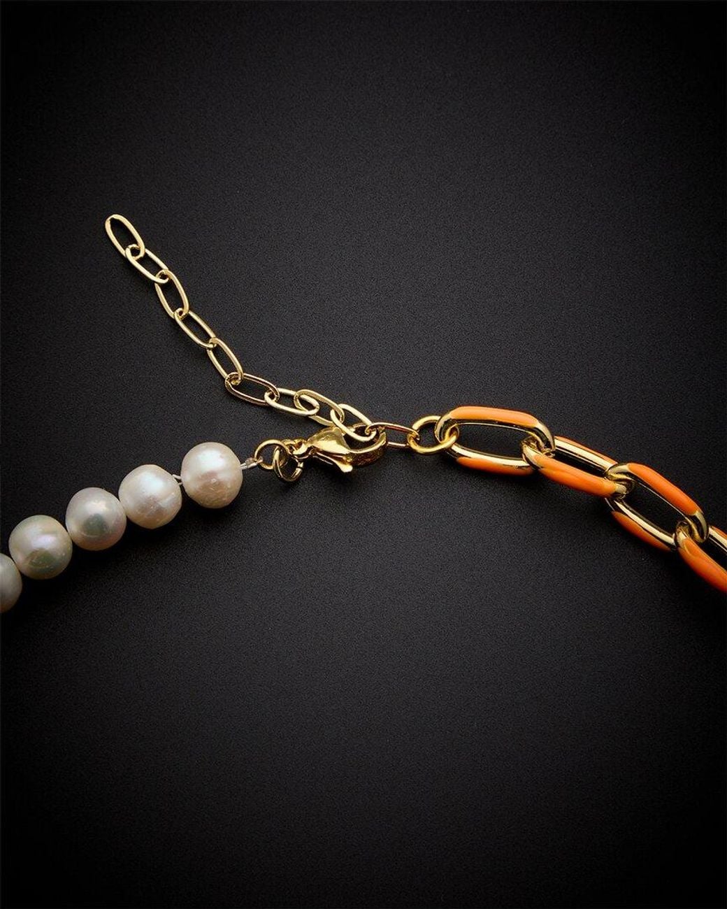 Juvell Black 18k Plated Pearl Enamel Link Necklace