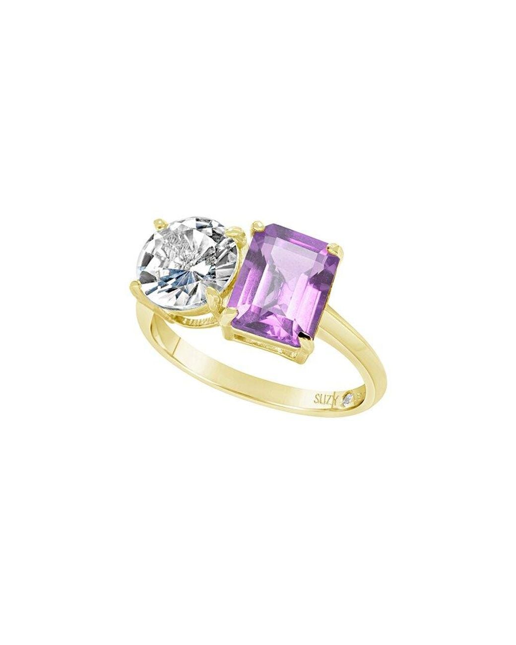 Suzy Levian White Gold Over Silver 5.00 Ct. Tw. Gemstone Toi Et Moi Ring