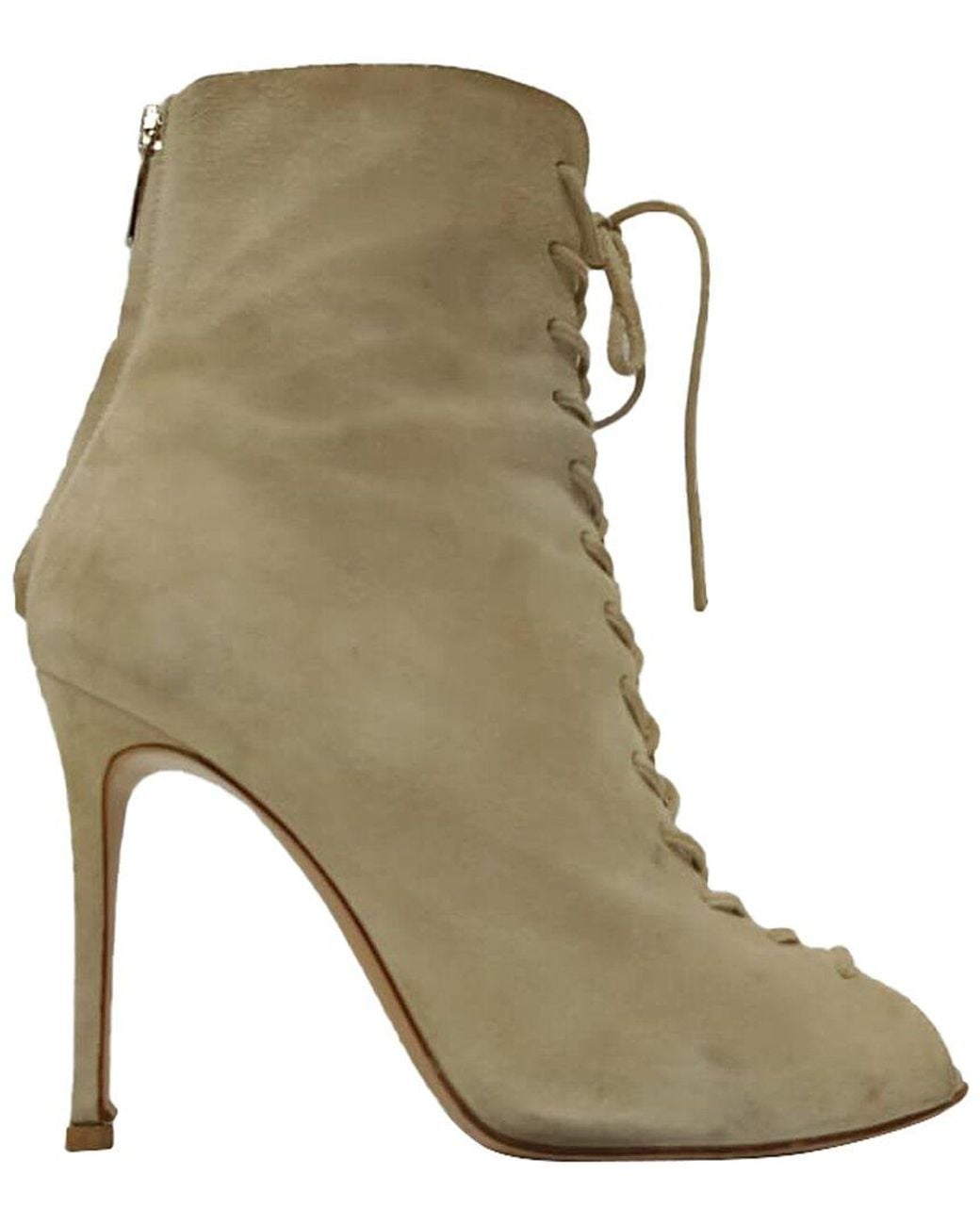Gianvito Rossi Green Suede Lace-Up Bootie (Authentic Pre-Loved)