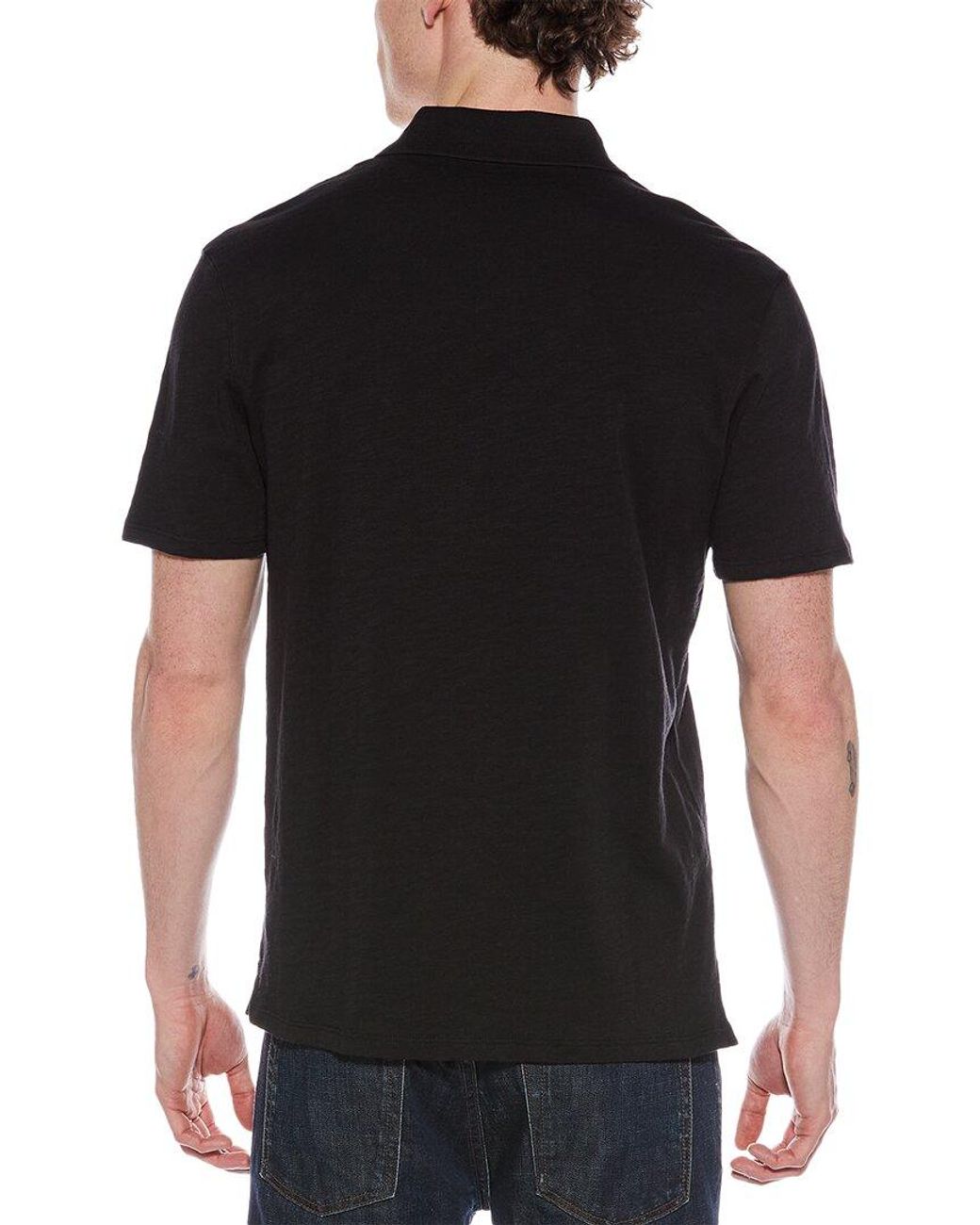 Vince Black Slub Polo Shirt for men