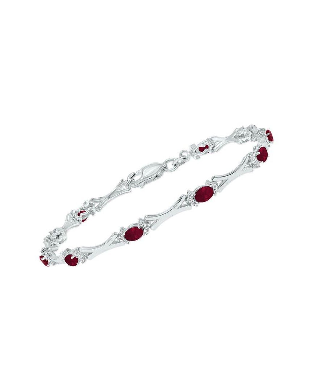 Gemstones White 1.86 Ct. Tw. Diamond & Ruby Bracelet