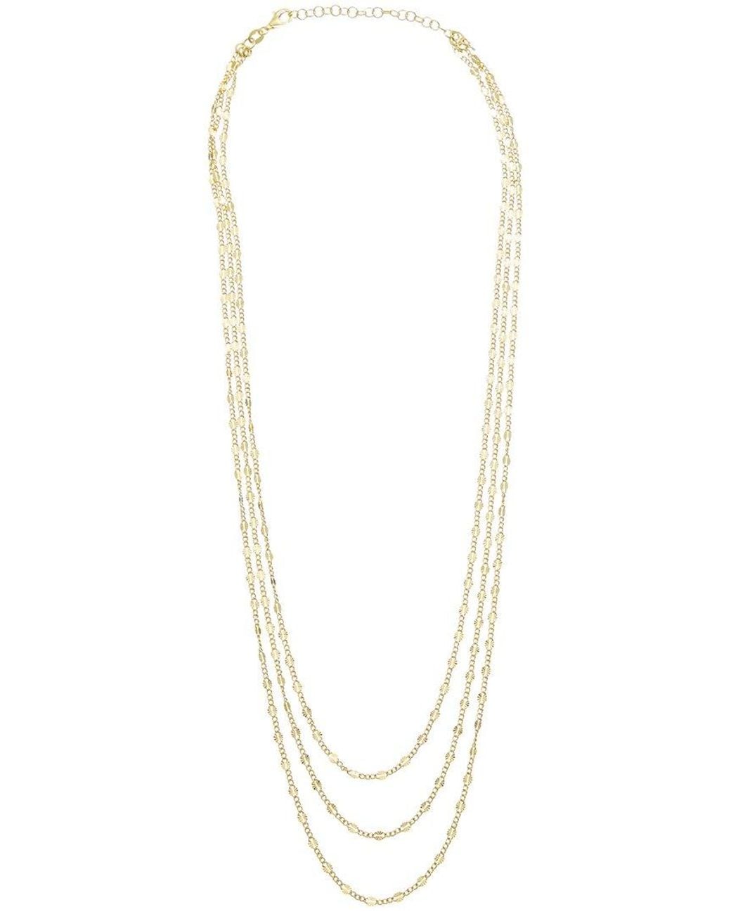 Italian Gold Over Silver Metallic 18K Plated Multi Strand Necklace