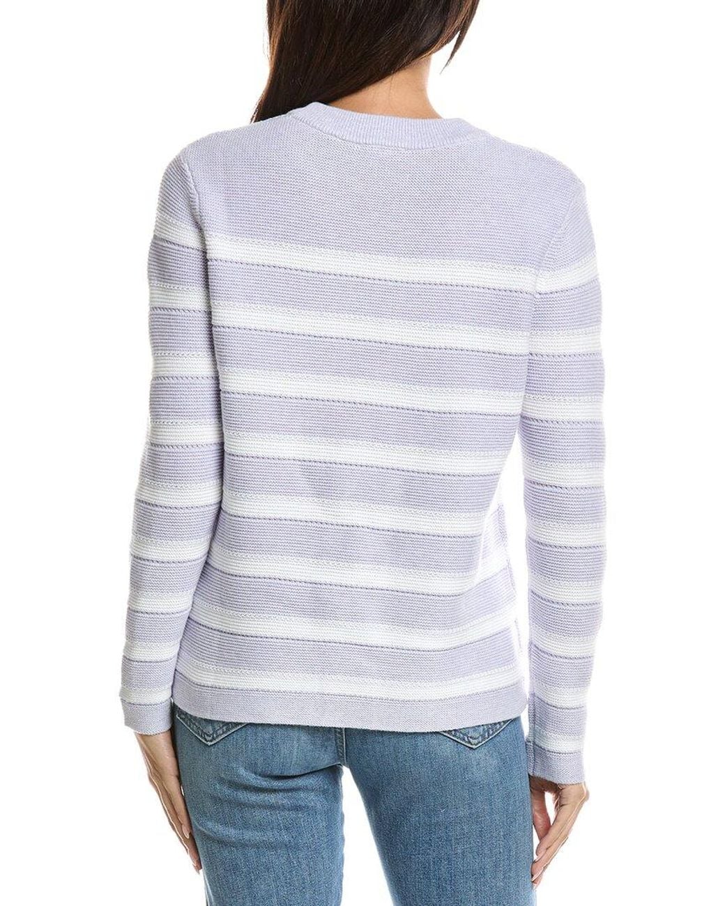 Forte White Stripe Crewneck Sweater