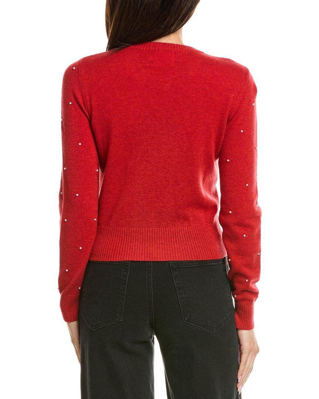 Brodie Cashmere Red Little Pearl Crewneck Wool & Cashmere-Blend Sweater