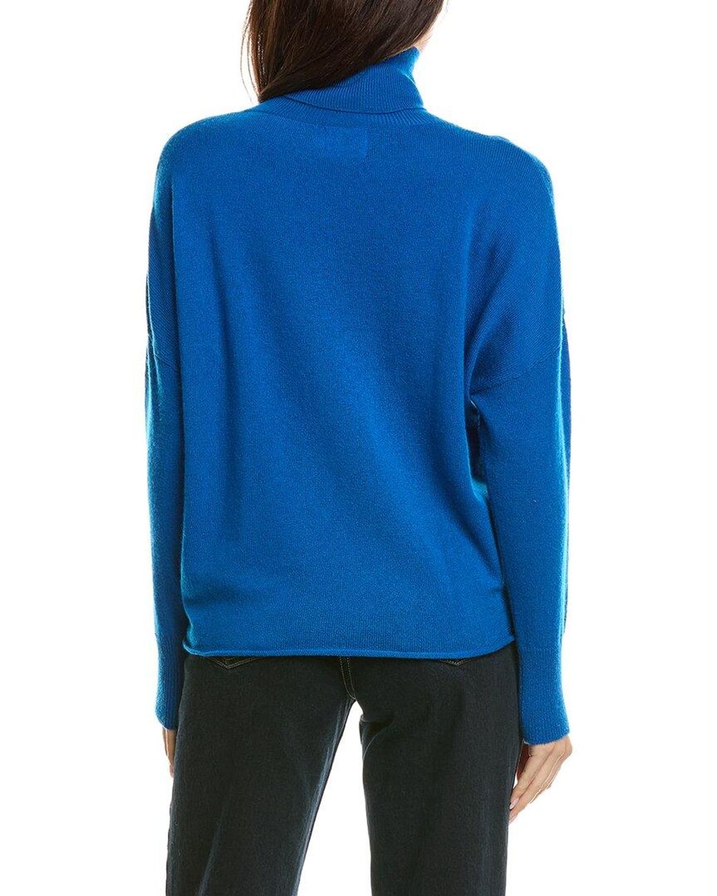 Brodie Cashmere Blue Textured Roll Neck Wool & Cashmere-Blend Sweater