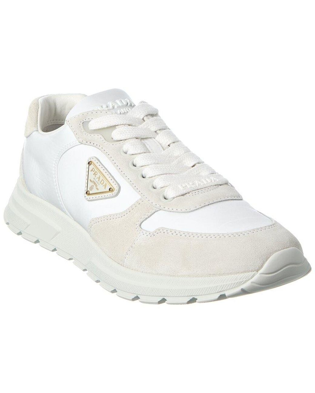 Prada White Nylon & Suede Sneaker