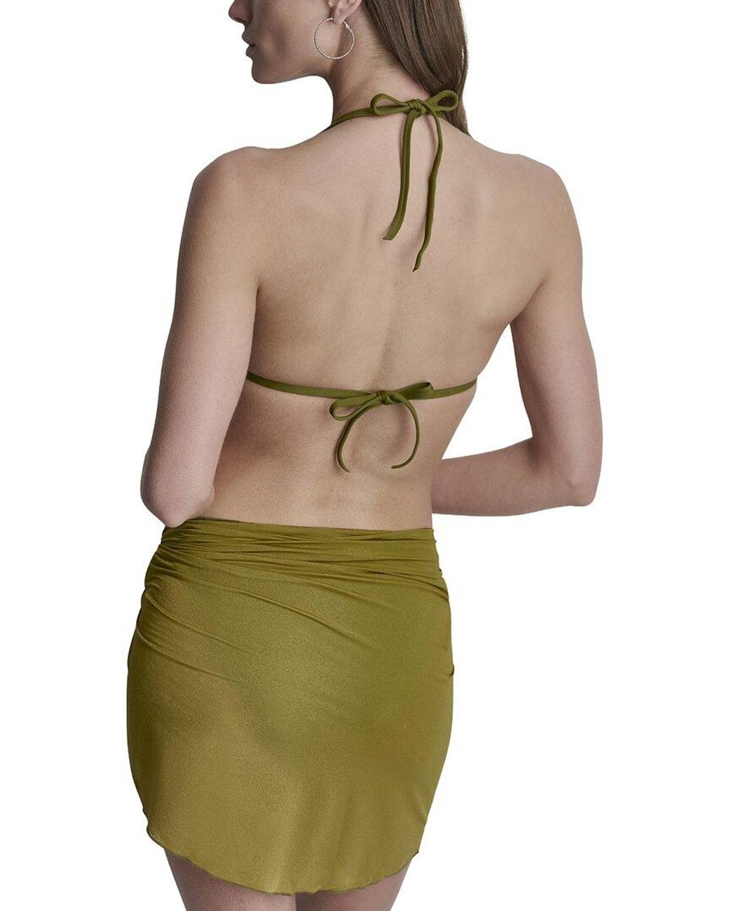 DKNY Green Triangle Bikini Set With Sarong