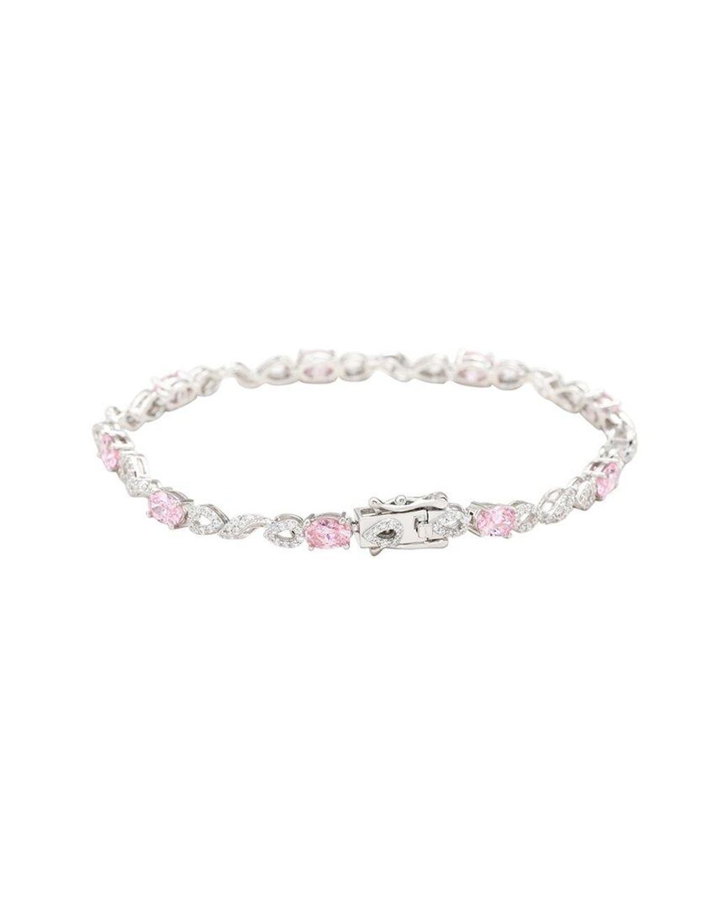 Suzy Levian White Silver 0.02 Ct. Tw. Diamond & Gemstone Bracelet