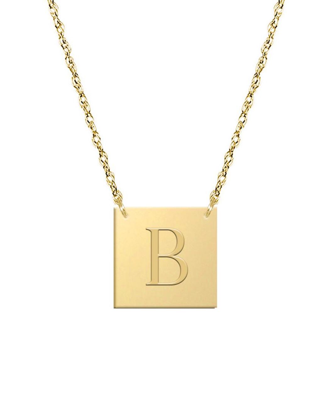 Jane Basch Metallic 14K Block Initial Square Necklace -Z)
