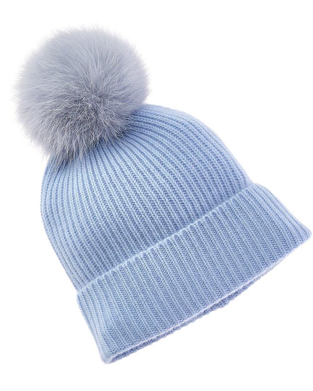 Sofiacashmere Blue Sofiacashmere Rib Cashmere Hat