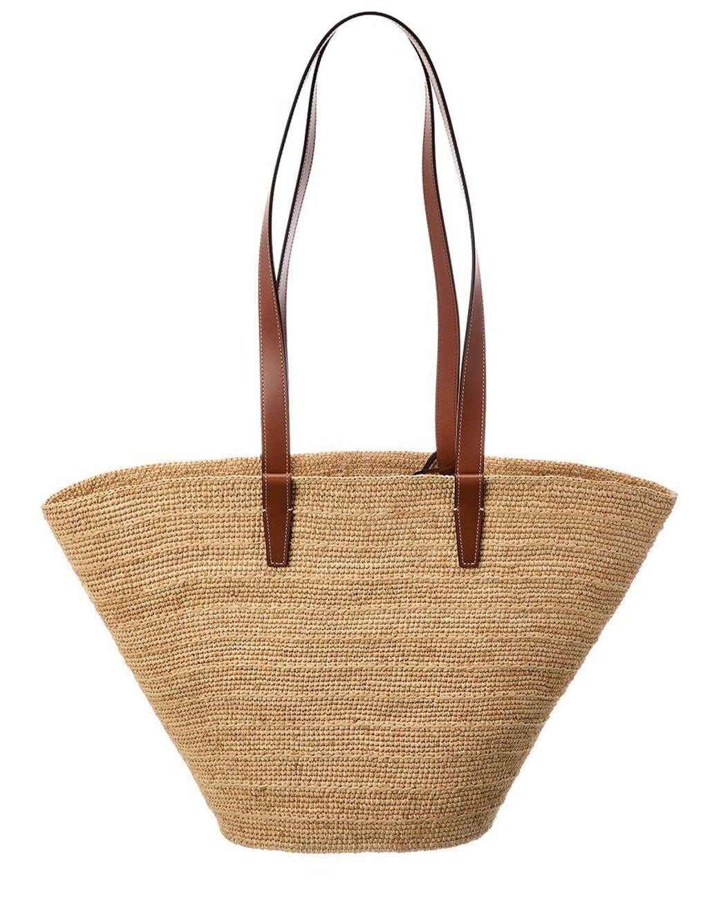 Céline Brown Classic Panier Raffia & Leather Tote