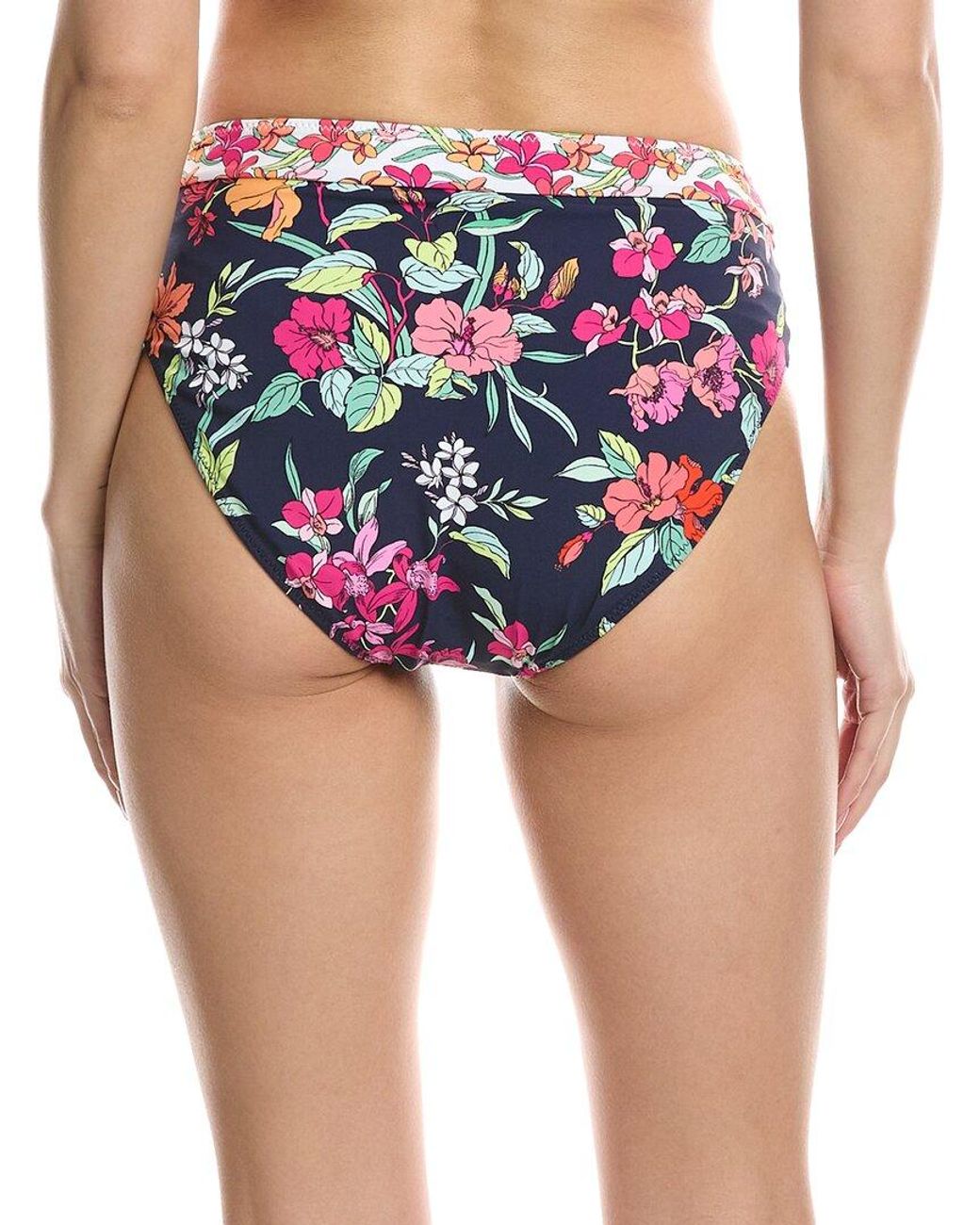 Tommy Bahama Blue Summer Floral High-Waist Bikini Bottom