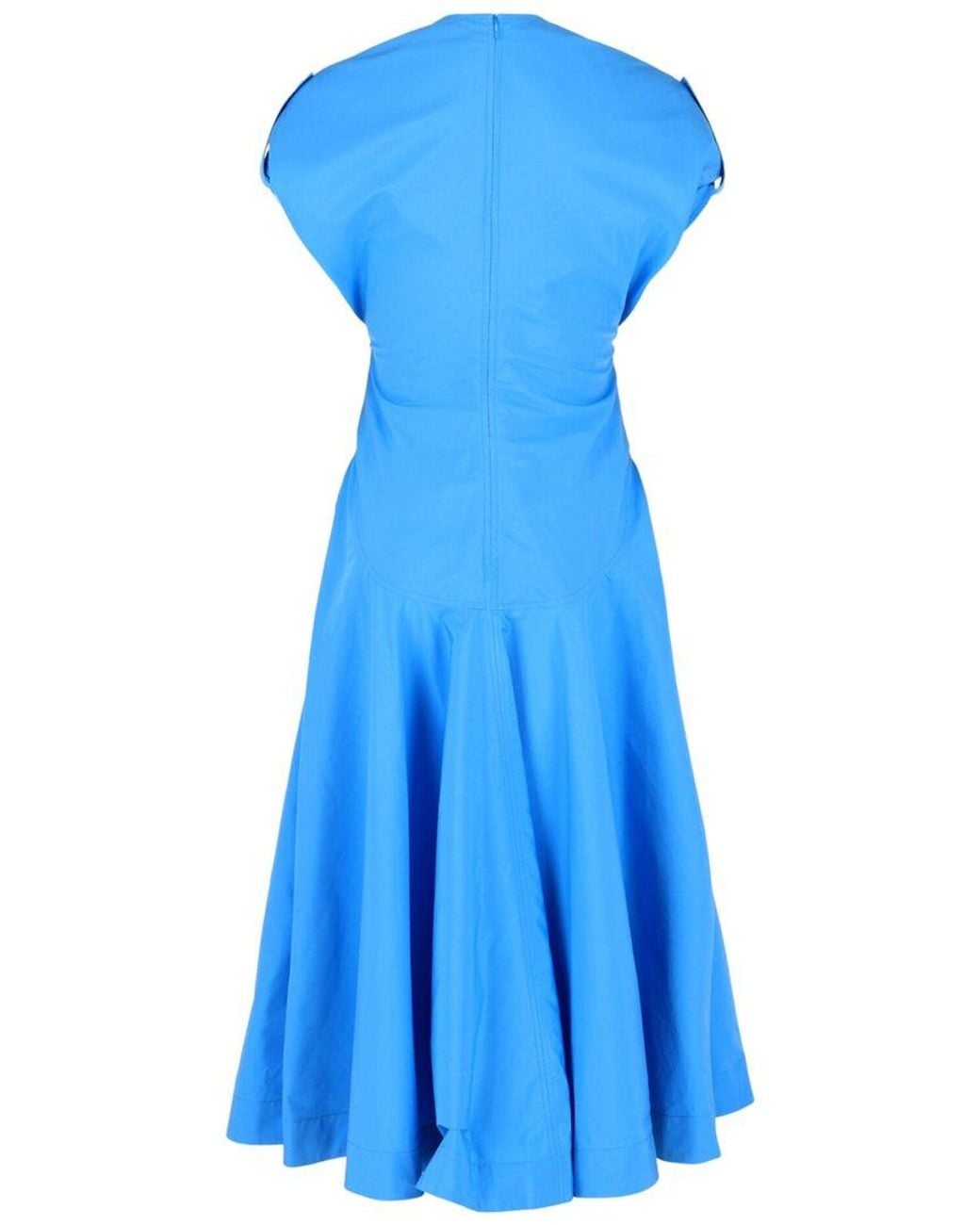 Ferragamo Blue Cotton Poplin Midi Dress