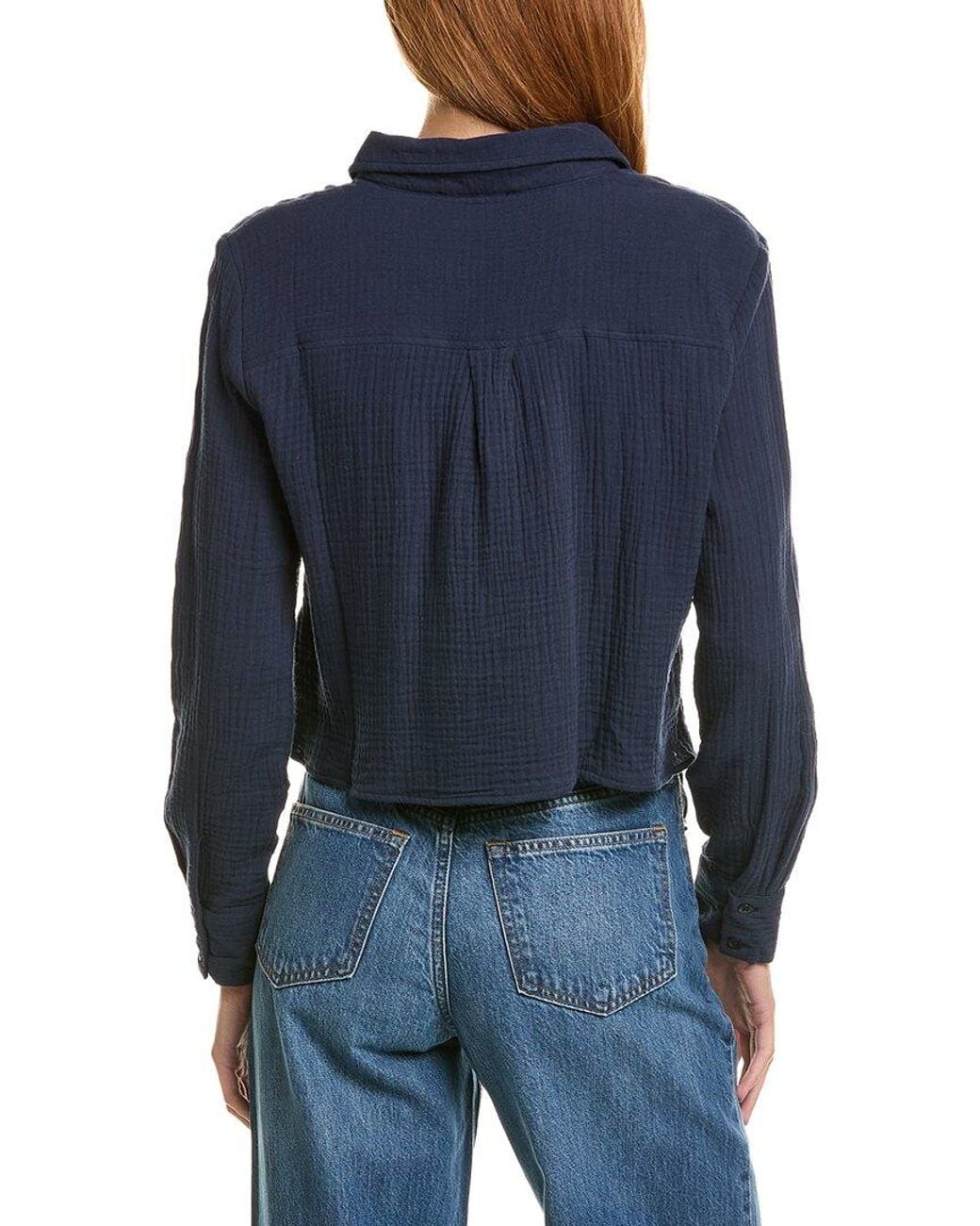 Ellen Tracy Blue Gauze Button Shirt